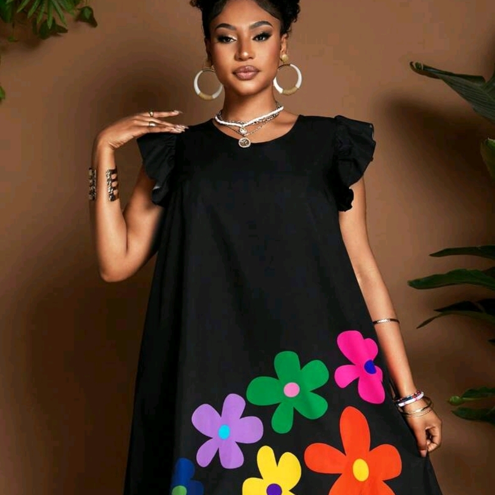 Floral Black Dress